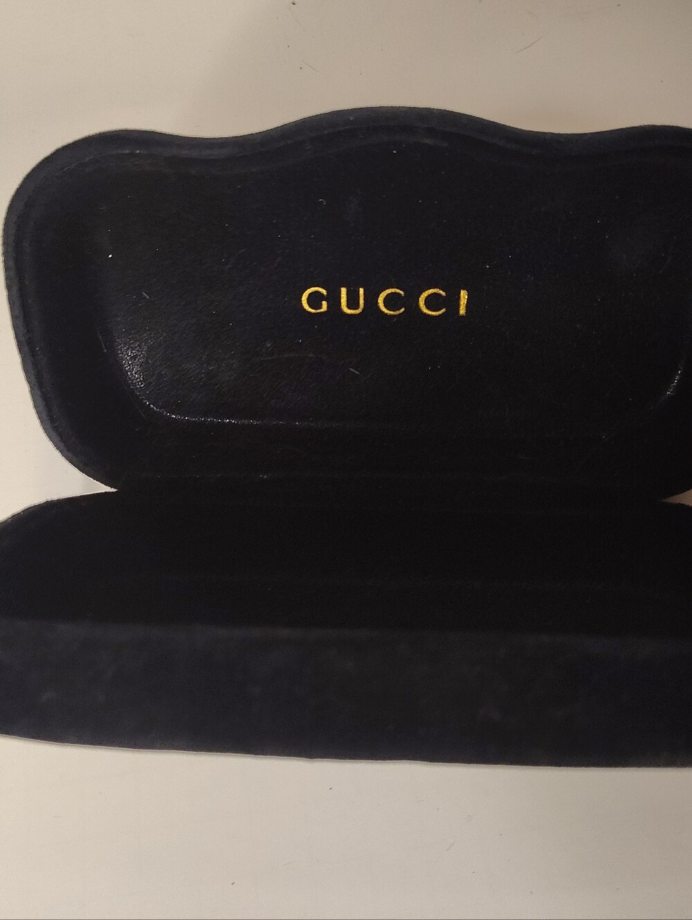 GUCCI Black Velvet Hard Case Sunglasses Eyeglasses Case with Gold Logo